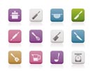 Cooking equipment and tools icons - vector icon set