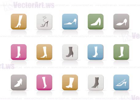 shoe and boot icons - vector icon set