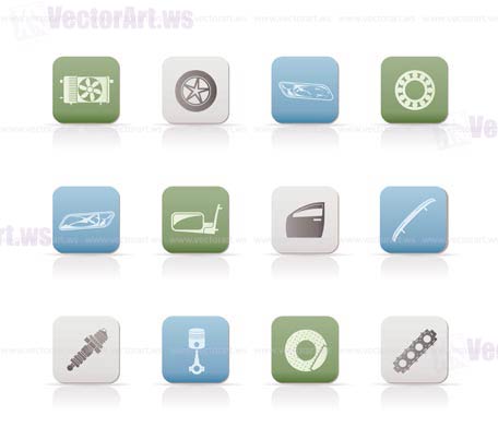 Realistic Car Parts and Services icons - Vector Icon Set 1