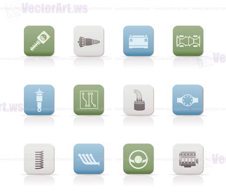 Realistic Car Parts and Services icons - Vector Icon Set 2