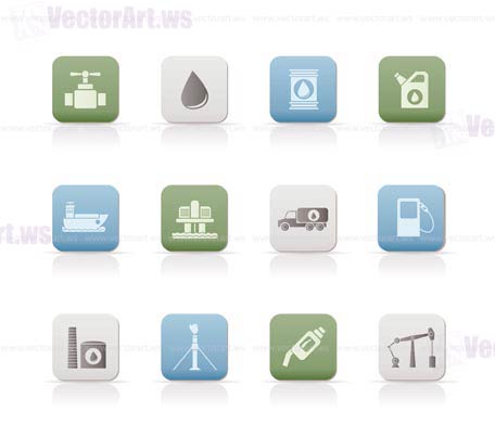 oil and petrol industry objects icons - vector icon set