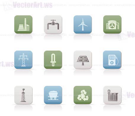 Power and electricity industry icons - vector icon set