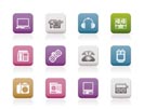 electronics, media and technical equipment icons - vector icon set