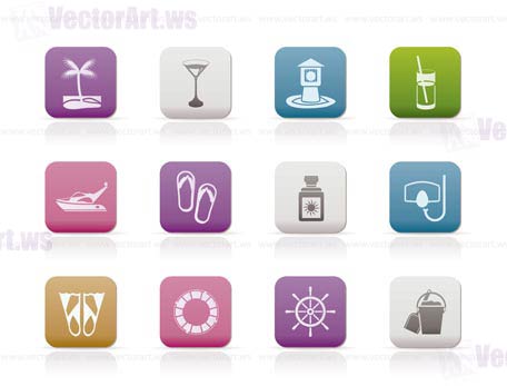 Sea, marine and holiday icons - vector icon set
