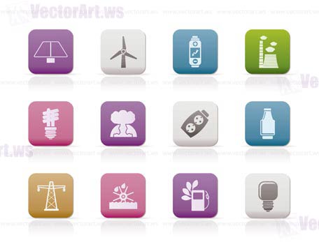 Power, energy and electricity icons - vector icon set