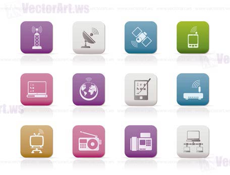 communication and technology icons - vector icon set