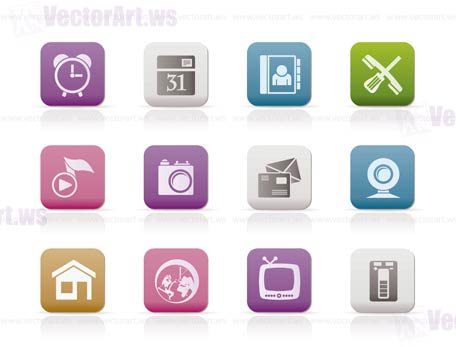 mobile phone and computer icons - vector icon set