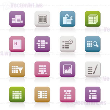 Database and Table Formatting Icons - Vector Icon Set