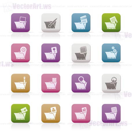 Computer and Phone Icons - Folders - Vector Icon Set