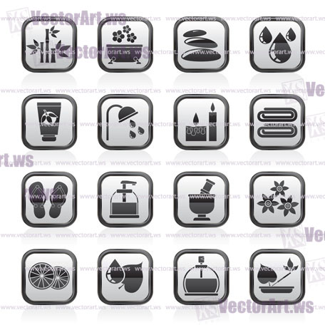 Spa and relax objects icons - vector icon set