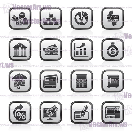 Bank, business and finance icons - vector icon set