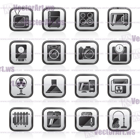 home appliances and electronics icons - vector icon set