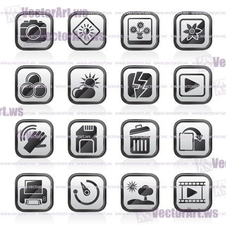 Photography and Camera Function Icons  - vector icon set