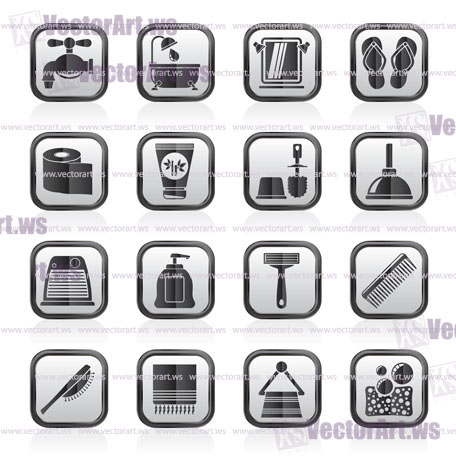 Bathroom and Personal Care icons- vector icon set 1