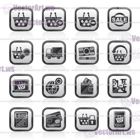 shopping and retail icons - vector icon set