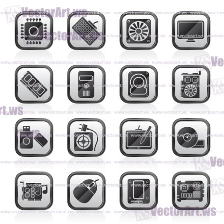 Computer part icons - vector icon set