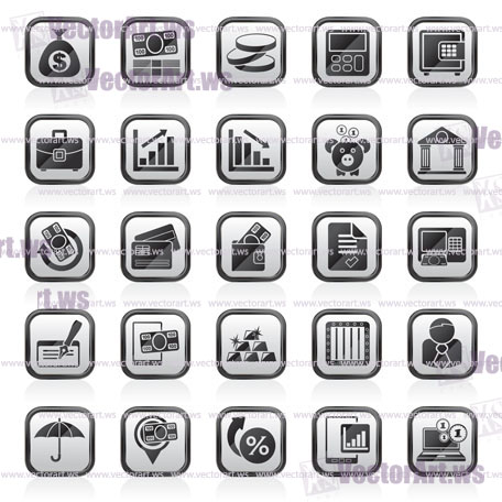 Bank, business and finance icons - vector icon set