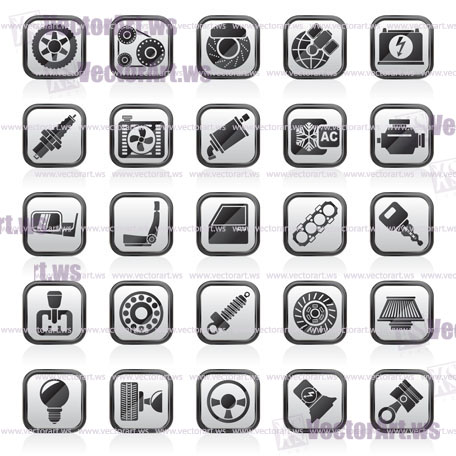 Car parts and services icons - vector icon set