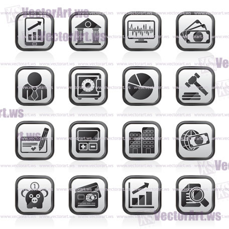 Business, finance and bank icons - vector icon set