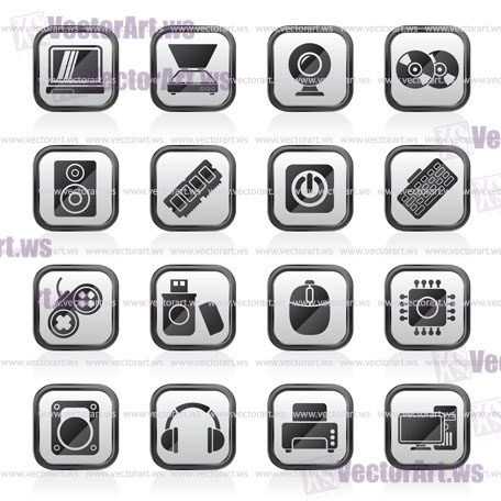 Computer Parts and Devices icons - vector icon set