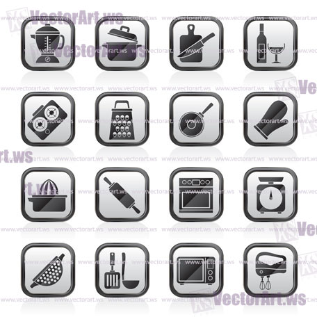 cooking tools icons - vector icon set