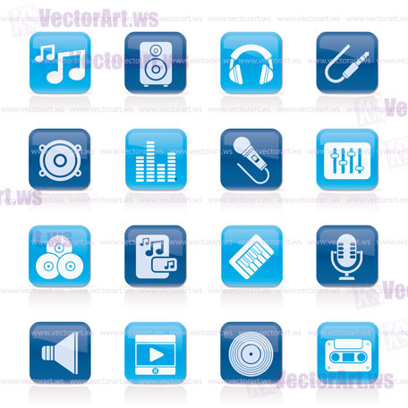 Music, sound and audio icons - vector icon set