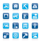 Mining and quarrying industry icons - vector icon set