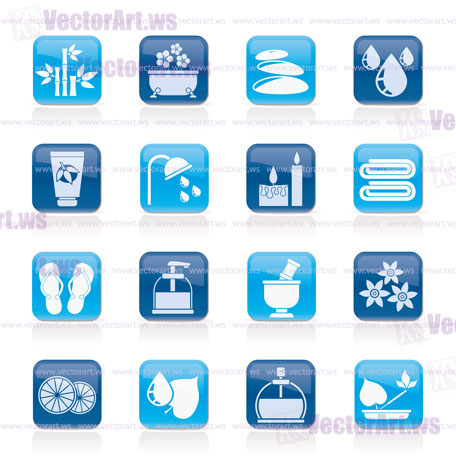 Spa and relax objects icons - vector icon set