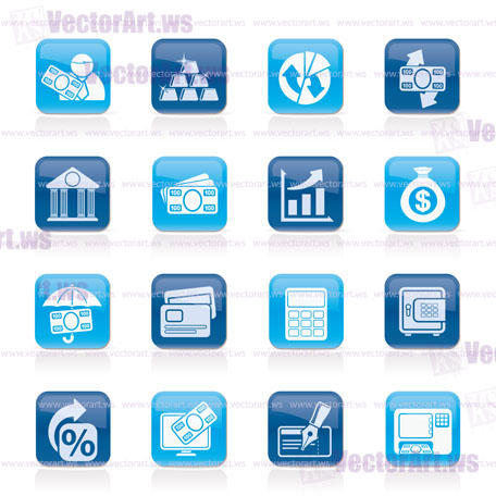 Bank, business and finance icons - vector icon set