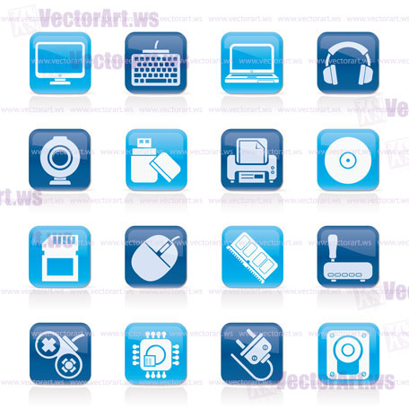 Computer peripherals and accessories icons - vector icon set