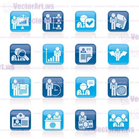 Human resource and employment icons  -vector icon set