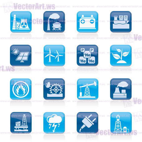 Electricity and Energy source icons - vector icon set