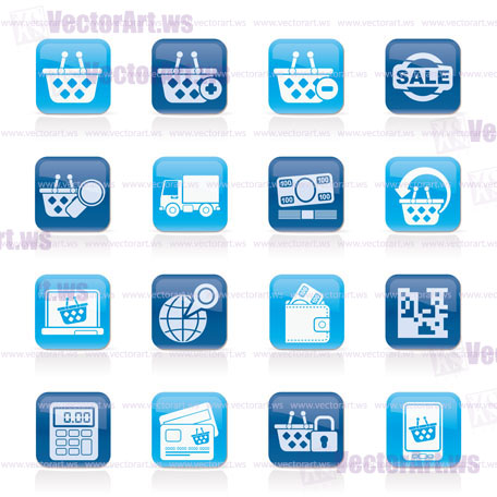 shopping and retail icons - vector icon set