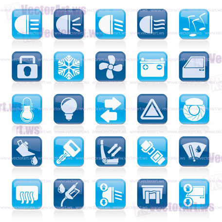 Car interface sign and icons - vector icon set