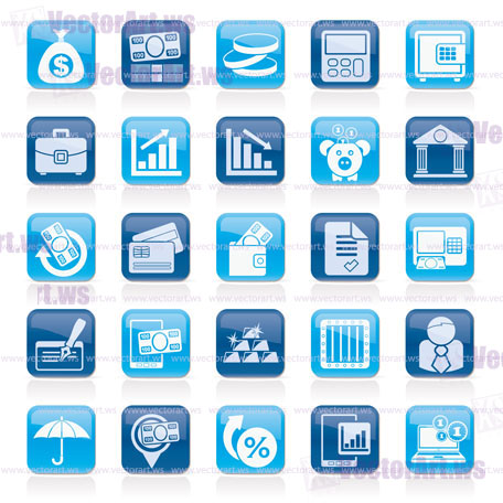 Bank, business and finance icons - vector icon set