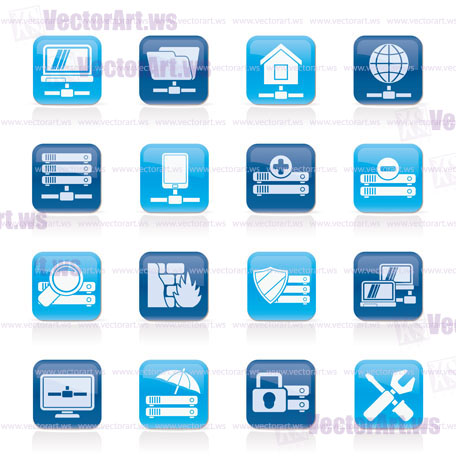 server, hosting and internet icons - vector icon set