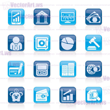 Business, finance and bank icons - vector icon set