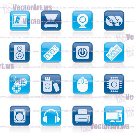 Computer Parts and Devices icons - vector icon set