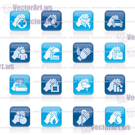 Insurance and risk icons - vector icon set