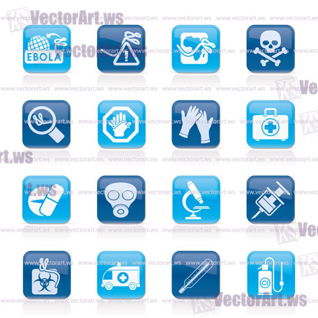 Ebola pandemic icons - vector icon set