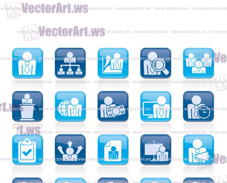 human resource and business icons - vector icon set