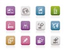 communication, computer and mobile phone icons - vector icon set