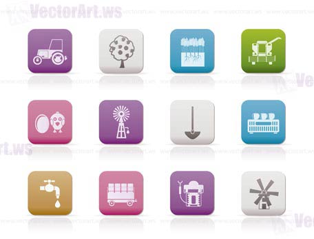 farming industry and farming tools icons - vector icon set