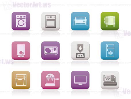 Home electronics and equipment icons - vector icon set