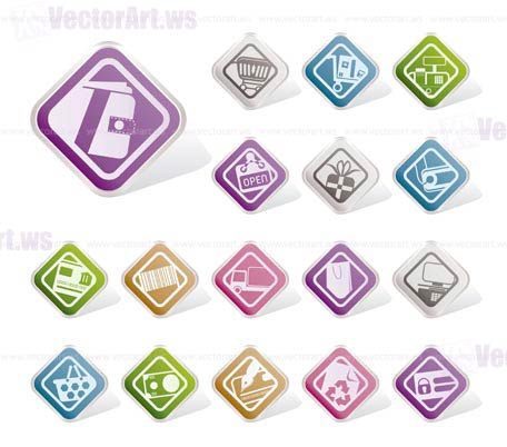 Simple Online Shop, e-commerce and web site icons - Vector Icon Set