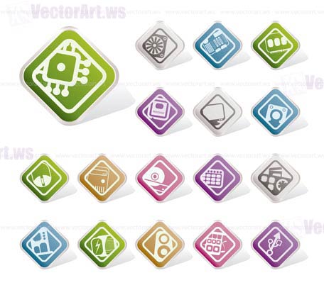 Simple Computer performance and equipment icons - vector icon set