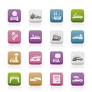 car and transportation insurance and risk icons - vector icon set