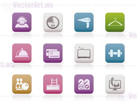 hotel and motel amenity icons vector icon set