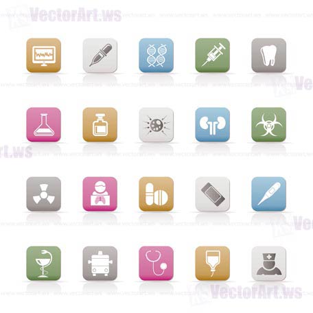 Healthcare, Medicine and hospital icons - vector icon set