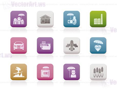 different kind of insurance and risk icons - vector icon set